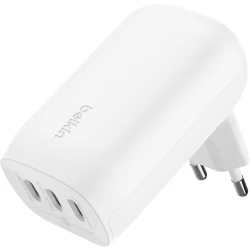 Belkin BoostCharge 67W USB-C Charger with Three Ports for iPhone 17, MacBook Pro, Galaxy - White