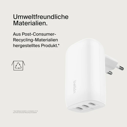 Belkin BoostCharge 67W USB-C Charger with Three Ports for iPhone 17, MacBook Pro, Galaxy - White - Belkin - Image 8