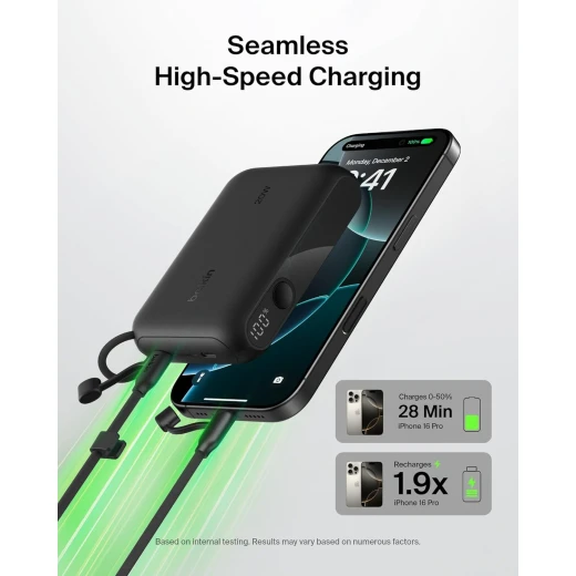 بنك طاقة Belkin 10,000mAh USB-C مع منفذين وشاشة رقمية - شحن سريع لأجهزة iPhone و Samsung - بيلكين - Image 4