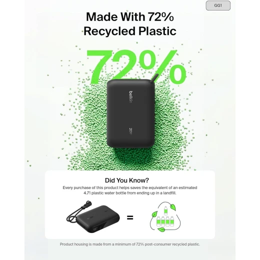 بنك طاقة Belkin 10,000mAh USB-C مع منفذين وشاشة رقمية - شحن سريع لأجهزة iPhone و Samsung - بيلكين - Image 6