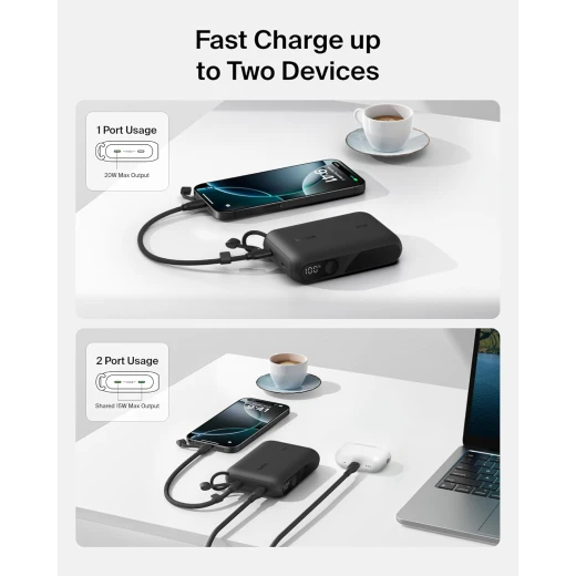 بنك طاقة Belkin 10,000mAh USB-C مع منفذين وشاشة رقمية - شحن سريع لأجهزة iPhone و Samsung - بيلكين - Image 10