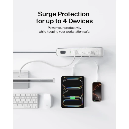 Belkin 4-Way Surge Protector Extension Lead Strip 2m White - Protect Your Electronics - Belkin - Image 5
