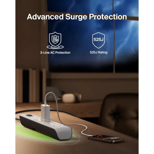 Belkin 4-Way Surge Protector Extension Lead Strip 2m White - Protect Your Electronics - Belkin - Image 6