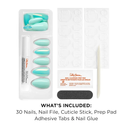 Sally Hansen Press On Nails Set Making A Splash | Almond Shape | Easy Application | 30 Nails - Sally Hansen - Image 9