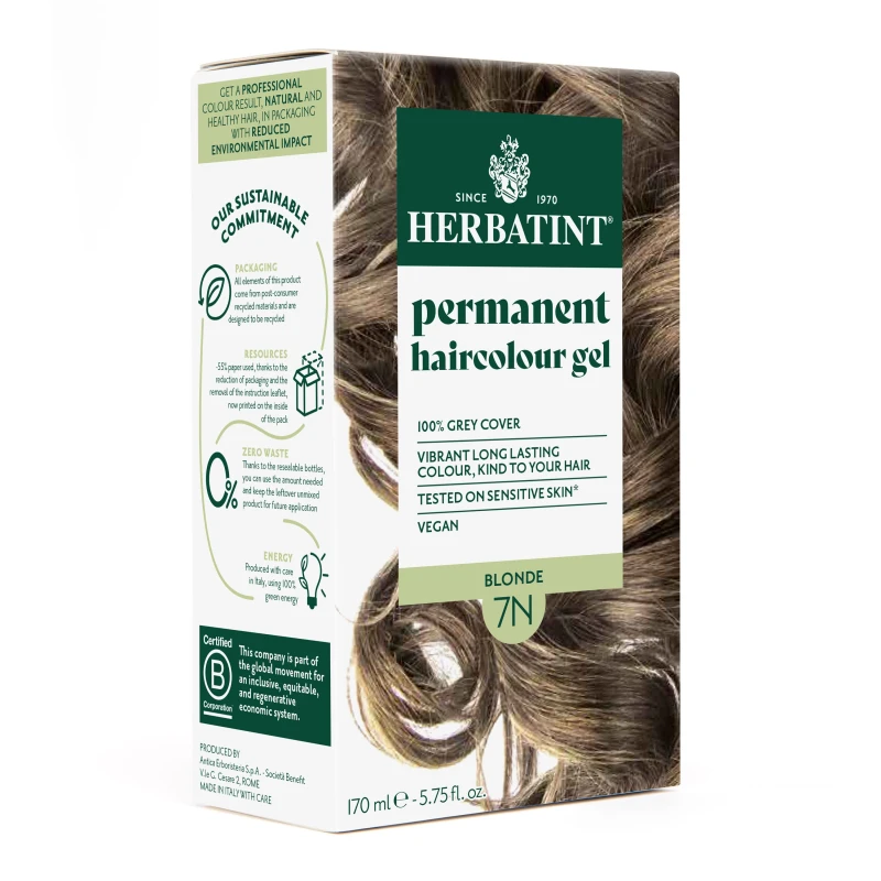 Herbatint 7N Blonde Permanent Hair Colour Gel 170ml - Grey Coverage - Herbatint