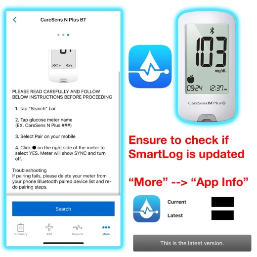 Care Sens N Plus Bluetooth Blood Glucose Monitor Kit with 100 Blood Sugar Test Strips, 100 Lancets, 1 Blood Glucose Meter, 1 Lancing Device, Travel Case for Diabetes Testing Kit (Auto-Coding Glucometer kit with 1 Control Solution) for Personal Use - Care Sens - Image 6