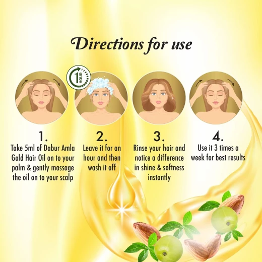 Dabur Amla Gold Hair Oil: Amla, Almond & Henna for Dry, Damaged Hair - Dabur - Image 3