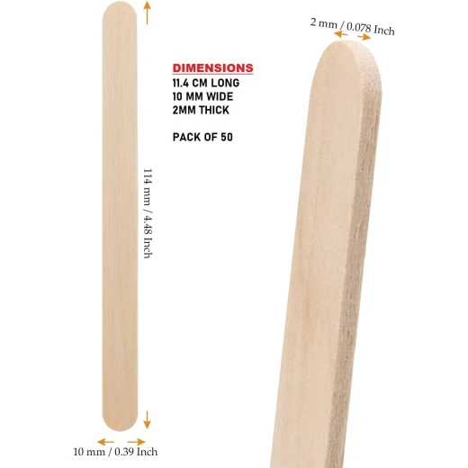 Natural Wooden Craft and Drink Stir Sticks – 50 Pcs, Premium Popsicle Sticks 11.4 cm - Image 8