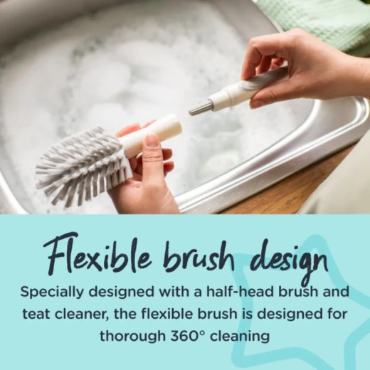 Tommee Tippee 2-in-1 Bottle and Teat Cleaning Brush, BPA-Free, Non-Slip Handle - Tommee Tippee - Image 3
