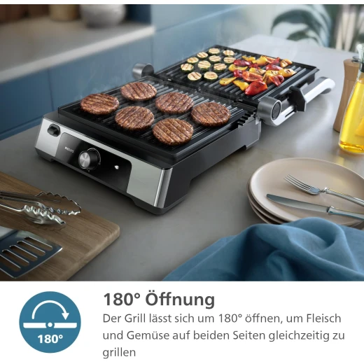 Philips 5000 Series Contact Grill 180° Hinged with Adjustable Temperature 60°C 200°C Large Grill Surface and Removable Non Stick Plates - Philips - Image 8