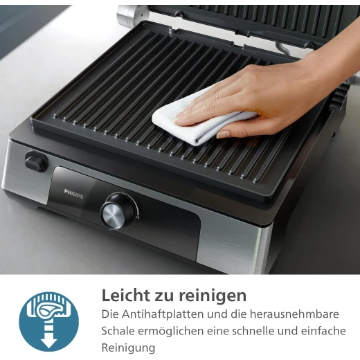 Philips 5000 Series Contact Grill 180° Hinged with Adjustable Temperature 60°C 200°C Large Grill Surface and Removable Non Stick Plates - Philips - Image 9
