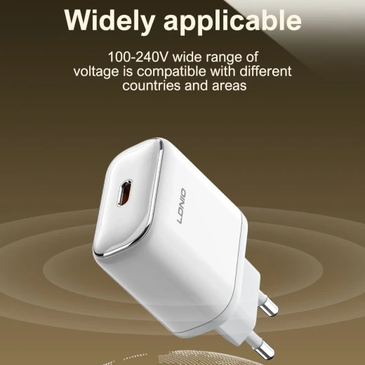 شاحن حائط LDNIO Q1415 USB-C بقوة 45 واط، محول شحن سريع لأجهزة iPhone و iPad وهواتف Android - إل دي إن آي أو - Image 2