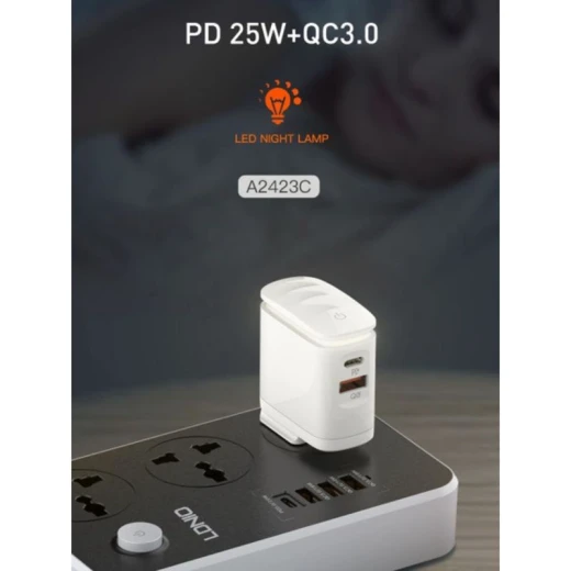 LDNIO A2423C 25W Fast Charger PD and QC 3.0 Wall Adapter with Night Lamp UK Plug - LDNIO - Image 6
