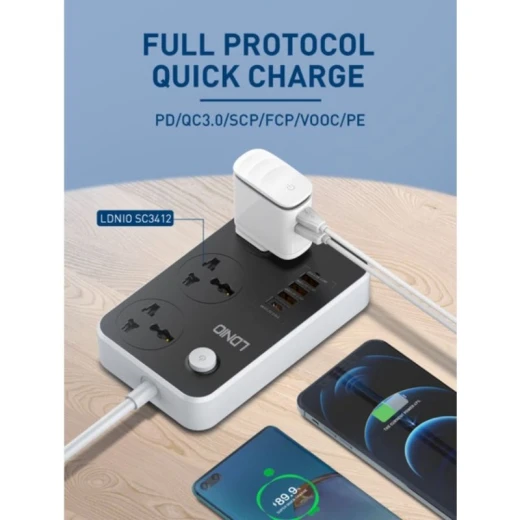 LDNIO A2423C 25W Fast Charger PD and QC 3.0 Wall Adapter with Night Lamp UK Plug - LDNIO - Image 10
