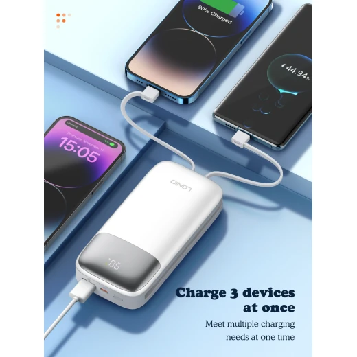 Ldnio PQ20 20000mAh Power Bank 22.5W Fast Charging with Built-in Cables - LDNIO - Image 6