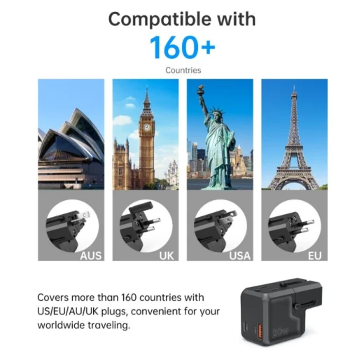 شاحن تشويتك جان 20 واط بمنفذ USB-A و USB-C أسود شحن سريع لأجهزة iPhone 14 و 13 و 12 و Samsung Galaxy والمزيد - تشويتك - Image 2