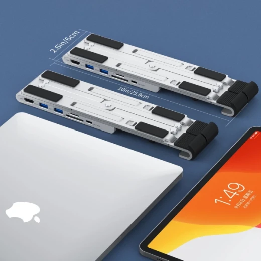 حامل لاب توب تشويتك متعدد الوظائف 7 في 1، منفذ USB-C HDMI 4K أسود HUB-M43 - تشويتك - Image 6
