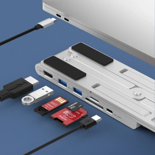 حامل لاب توب تشويتك متعدد الوظائف 7 في 1، منفذ USB-C HDMI 4K أسود HUB-M43 - تشويتك - Image 7