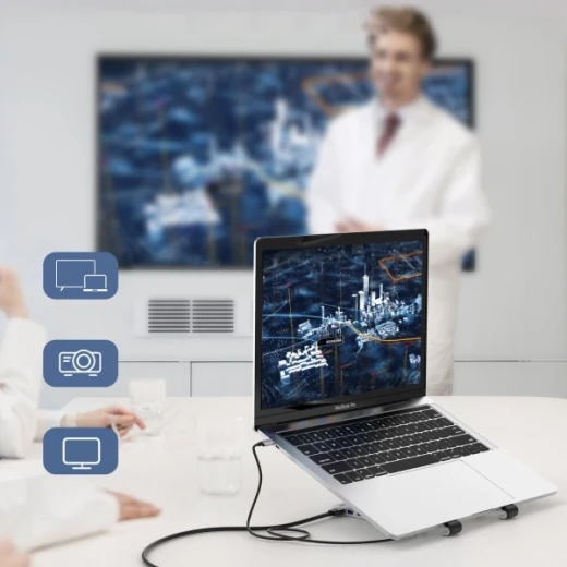 حامل لاب توب تشويتك متعدد الوظائف 7 في 1، منفذ USB-C HDMI 4K أسود HUB-M43 - تشويتك - Image 8