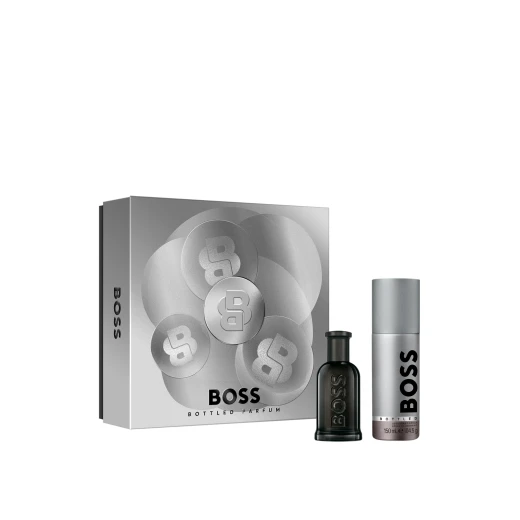 Hugo Boss Bottled Parfum 50ml Gift Set for Men, Woody Leather Fragrance, Deodorant Spray Included Hugo Boss Bottled Parfum 50ml Gift Set for Men, Woody Leather Fragrance, Deodorant Spray Included