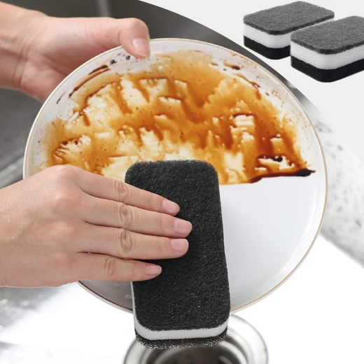 Kitchen Dishwashing Sponges,2Pack, Non-Scratch, Odor-Free, Black - Lolo Shop - Image 6