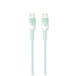 كابل وي وو C063 نيو لينك USB C إلى USB C سيليكون 1 متر أخضر للشحن السريع ونقل البيانات يدعم توصيل الطاقة 60 واط تصميم متين متوافق مع أجهزة الكمبيوتر المحمولة والهواتف الذكية