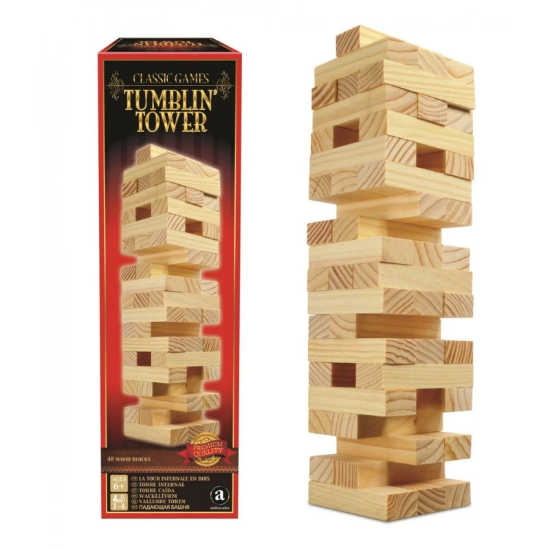 Ambassador Tumblin Tower Board Game Wooden Stacking Blocks for Kids 6+ Years - Ambassador