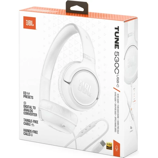 سماعات أذن سلكية JBL Tune 530C مع ميكروفون، صوت جهير نقي، أبيض - جي بي ال - Image 2