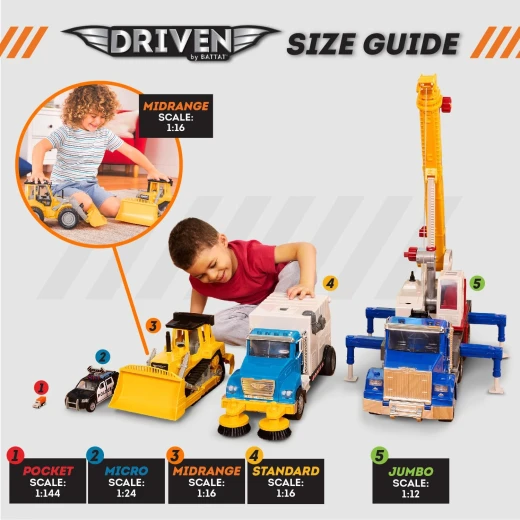 DRIVEN by Battat Backhoe Loader Toy for Kids, 17 Inch Construction Vehicle, Excavator Arm, Ages 3+ - Image 3
