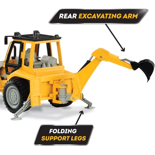 DRIVEN by Battat Backhoe Loader Toy for Kids, 17 Inch Construction Vehicle, Excavator Arm, Ages 3+ - Image 4