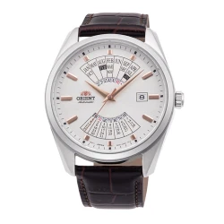 Orient RA-BA0005S Contemporary Automatic Watch Stainless Steel Case White Dial Brown Leather Strap