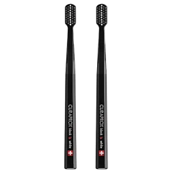 Curaprox Black Is White Toothbrush Set Ultra Soft Bristles 2 Piece Black