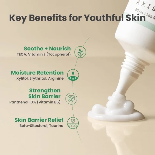 AXIS-Y Panthenol 10 Skin Smoothing Shield Cream - Daily Facial Moisturizer Barrier Cream for Long Lasting Hydration & Soothing - Vegan Korean Skin Care Face Lotion - 1.69 fl. oz. - Axis-y - Image 3