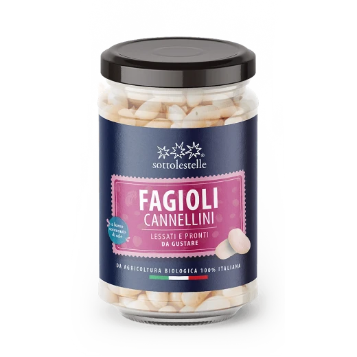 Sotto le Stelle Organic Cannellini Beans in Glass Jar 300g, Italian Product Sotto le Stelle Organic Cannellini Beans in Glass Jar 300g, Italian Product