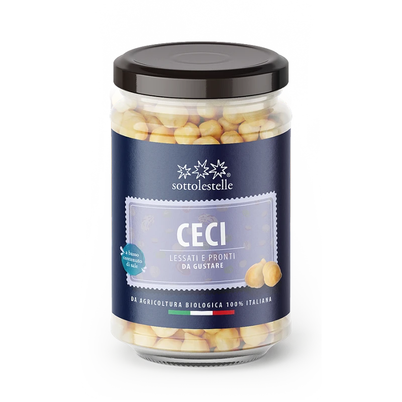 Sotto le Stelle Glass Jar Chickpeas 300g, Ready to Eat, Italian Cuisine, Gluten Free