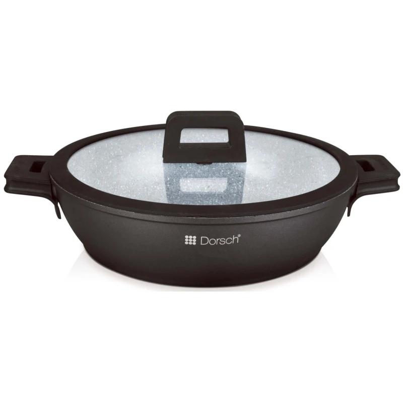 Dorsch 32cm Non Stick Casserole Pot 5 Litre with Ceramic Coating, Featuring Black Exterior, Ideal for Everyday Cooking, Suitable for All Stovetops, Including Induction - Dorsch cookware