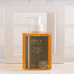 OLVY Liquid Soap 500ml with Olive & Rose Oil – Gently Cleanses and Hydrates Skin, Enriched with Natural Oils, Leaves Skin Soft, Smooth, and Fresh with a Floral Fragrance, Suitable for All Skin Types.