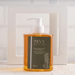 OLVY Liquid Soap 500ml with Olive & Hyacinth Oil – Gently Cleanses and Hydrates Skin, Enriched with Natural Oils, Leaves Skin Soft, Smooth, and Fresh with a Floral Fragrance, Suitable for All Skin Types.
