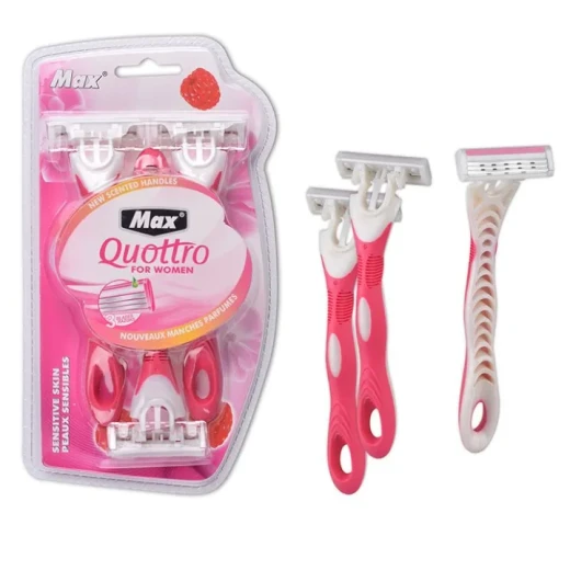 Max Quattro for Women Razor – Smooth and Precise Shaving with Multi-Blade System, Gentle on Sensitive Skin, Flexible Head Design, Comfortable Grip for Safe and Easy Hair Removal