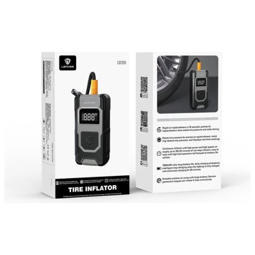لينيس LCI203 منفاخ إطارات ذكي محمول ضاغط هواء 150 PSI شاشة LCD رقمية رمادي بكابل 3 متر - لينيس - Image 2